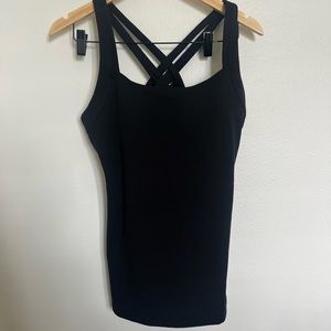 Lucy Women black Tank Top medium built in bra and padding